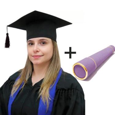 Imagem de Kit 10 Capelo para Formatura Adulto +10 Canudo - Levitali, Capelo pret