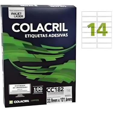 Imagem de Etiqueta Colacril Cc182 14 por folha 33,9mmx101,6mm com 100