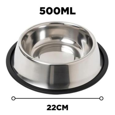 Imagem de Comedouro e Bebedouro Inox Para Cachorro Gato Antiderrapante - NAPI IM