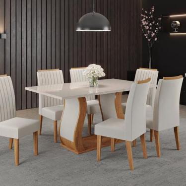 Imagem de Conjunto Mesa de Jantar Retangular Manuela 160cm X 80cm sem Vidro e 6 