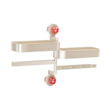 Imagem de Bothyi Prateleira organizadora de temperos, ventosa, suporte para utensílios de parede com ganchos para armário, despensa e banheiro