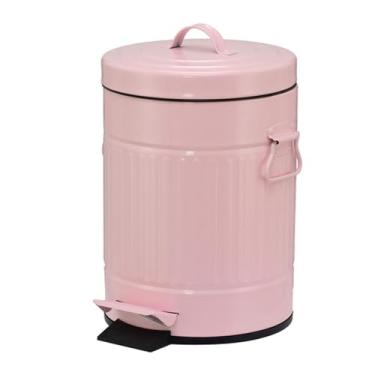 Imagem de IEUDNS Lixeira com pedal, base de ferro antiderrapante, cesto de lixo com fechamento silencioso, para banheiro, quarto, escritório, entrada, Rosa