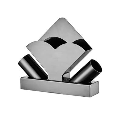 Imagem de Porta-guardanapos vertical de aço inoxidável - dispensador de guardanapos de restaurante com suporte de palito de dente tubo de toalha de papel quadrado rack de guardanapo (cinza, 22 * 5 * 17,5 cm)