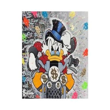 Imagem de Pintura Em Tela De Arte De Dinheiro Bitcoin Do Pato Donald, Pôster De 
