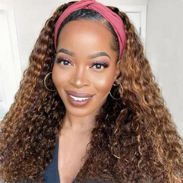 Imagem de Peruca com faixa de cabeça Celiarita Highlight Ombre Deep Wave 45cm