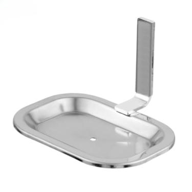 Imagem de Saboneteira de Parede Quadrada, Alumínio Cromado, 10x7 cm, com Acessórios para Instalação, para Banheiro