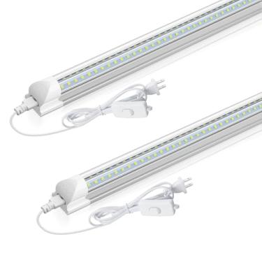 Imagem de CNSUNWAY LIGHTING Luminária LED de 6 m, tubo de LED integrado 14W 1680LM T8, 6500K, forma de V, alto rendimento, luz de loja de LED conectável para cozinha, garagem, bancada de trabalho, iluminação sob o balcão (pacote com 2)