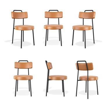 Imagem de Conjuto 6 Cadeiras Ster Fixa Courino Whisky - Vallisa Decor