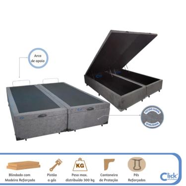 Imagem de Cama Box Baú Casal Bipartido Blindado 138x188x42 Suede Perfeita para Apartamentos  Transporte Fácil