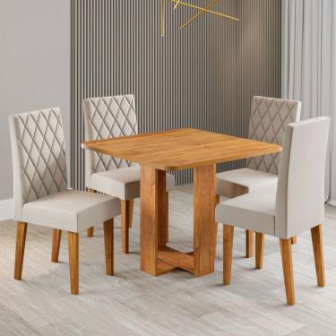 Imagem de Mesa de Jantar 4 Lugares Magiore  Marrom/Tampo Marrom/Veludo Pastel - Viero Móveis
