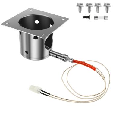 Imagem de DJAPWPX Kit de ignição de panela de fogo e hot rod, peças de substituição de panela de queima de fogo de aço, com parafusos e fusível Plug and Play para grade de pellets