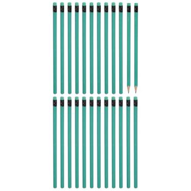 Imagem de PATIKIL Lápis de madeira triangular a granel, pacote com 24 lápis de grafite HB com borracha para material de escritório, materiais de desenho de arte de marcação de engenharia, verde