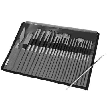 Imagem de Conjunto de pincéis de tinta, 25 peças profissionais, conjunto de pincéis de pintura a óleo com raspador e bolsa de pano, fonte de pintura versátil para acrílico, óleo, aquarela e guache para viagem