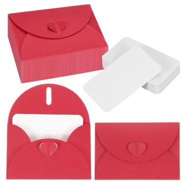 Imagem de PATIKIL Conjunto de 50 mini envelopes com fecho de coração, cartões de 10,4 x 7,6 cm em branco com envelopes para presente convite de casamento, formatura, feriado, dia de Ação de Graças, Natal