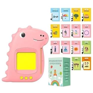 Imagem de Brinquedo Card Infantil Cartão Fala Inglês Português Dino Apraxia Autismo Alfabetização (COR ROSA)