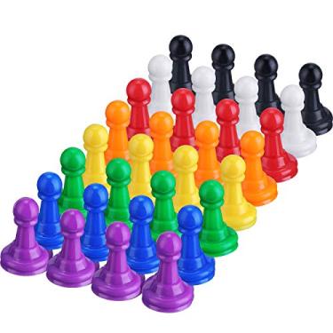 Imagem de Shappy 32 Pieces Multicolor Plastic Pawn Chess Pieces for Board Games Pawns Tabletop Markers 1 Inch