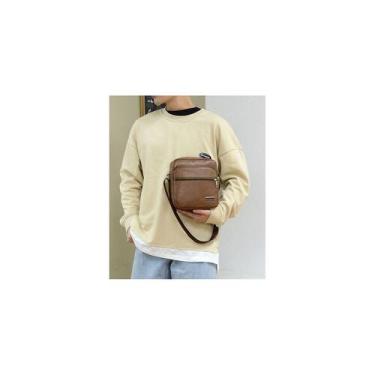 Imagem de Bolsa tiracolo de ombro em couro PU para homens preta - Lightbek Offic
