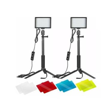 Imagem de Kit de luz LED, iluminação de vídeo, fotografia, regulável, 2 unidades