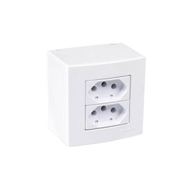 Imagem de Caixa Sobrepor 75X75 Tomada Dupla Margirius Sleek 2P+T 20A