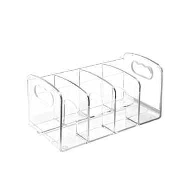 Imagem de Bothyi Suporte para pastas, suporte para armazenamento de escritório com 4 compartimentos verticais, organizador de arquivos de mesa para bolsa, estante, Claro