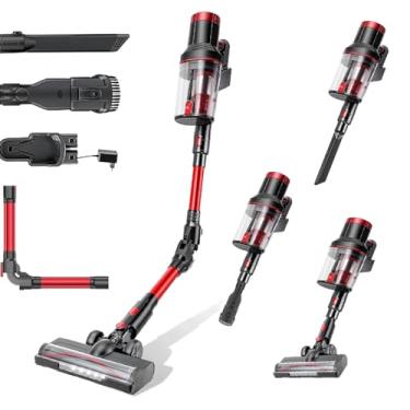 Imagem de 3-em 1 A aspirador de pó sem fio com tela de LED, 2200mAh, dobrável em 180°, aspirador de pó vertical com tela sensível ao toque, 3 velocidades ajustáveis, capacidade de 1,5 L, Dupla voltagem