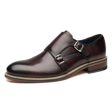 Imagem de La Milano sapato social masculino com alça dupla e sem cadarço, bico fino, couro, Oxford, formal, casual, confortável, para homens, Mendez-2-darkbrown, 13