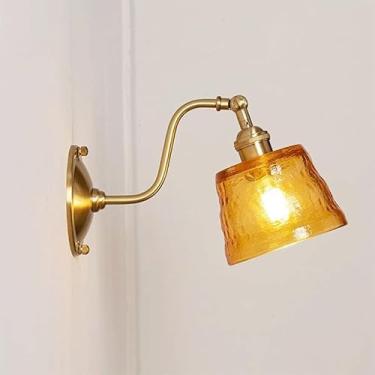 Imagem de Luminária de parede vintage francesa de latão, luminária de parede com 2 cores, abajur de vidro, luminária de parede para sala de estar, criativa com base E26/E27, arandelas de parede para c