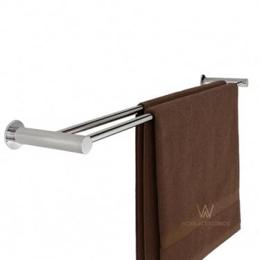 Imagem de Toalheiro Porta Toalha Duplo Para Banheiro 90cm Inox 304 - Rr1015