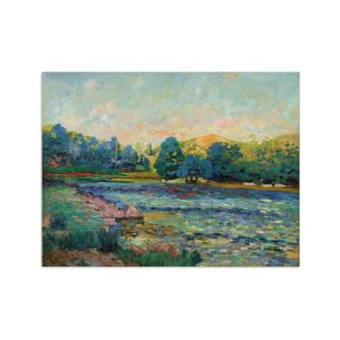 Imagem de Armand Guillaumin Famoso Arte de Parede Pôster-Impressões em Tela para sala de estar-Reprodução pinturas(Margens do River) 60x80cm Sem Moldura