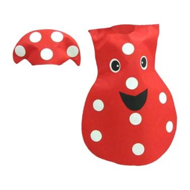 Imagem de UGPLM Fantasia de fruta linda fantasia para festa temática de Halloween dramatização meninos meninas, Forma de Cogumelo Vermelho