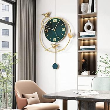 Imagem de ZYHSIJOBAS Decoração de parede de metal para casa, relógio de parede para decoração de sala de estar, relógios de parede decorativos, relógio de parede com pêndulo para decoração de sala de estar