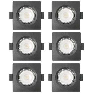 Imagem de Kit 6 Spot De Led Embutir Slim Par20 Quadrado 8w Preto Bivolt 6500k Frio