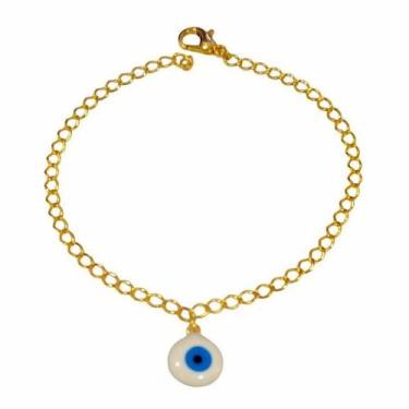 Imagem de Pulseira Olho Grego Branco Folheado Ouro 18k - MIXFOLHEADOS
