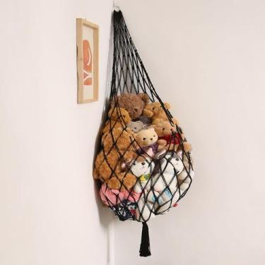 Imagem de Rede de brinquedo Amdermi Macrame Stuffed Animal Storage preta XL