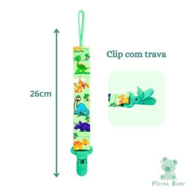 Imagem de Prendedor de Chupeta Estampado Pietra Baby, Dinossauro