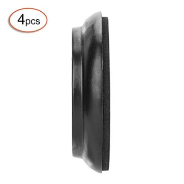 Imagem de ZJchao Tapete de Piano de Chão, Protetores de Chão de Perna de Piano 4 Peças de Madeira de Faia Redonda Protegem o de Arranhões (Preto)