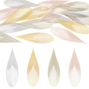 Imagem de Spritewelry Pingentes de filigrana de aço inoxidável, pingentes de filigrana em forma de lágrima, 16 peças, pingentes de filigrana de aço inoxidável para fazer joias, brincos, decoração faça você