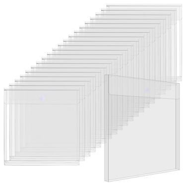Imagem de SINJEUN 40 peças, armazenamento de papel para scrapbook, 30 x 30,5 cm, organizador de armazenamento de papel com botão, pasta de documentos transparente para guardar scrapbooking, vinil, fotos