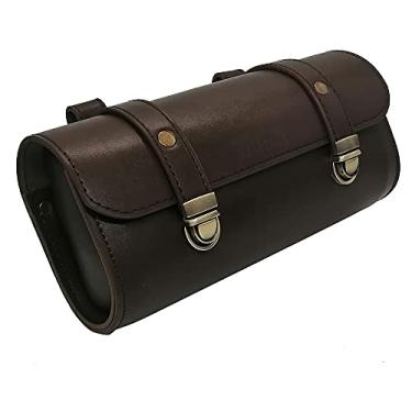 Imagem de WUYAN Bolsa de couro para guidão de bicicleta, sob o assento, retrô, clássica, montanha, MTB, bolsa de couro para celular, bolsa traseira de selim, bolsa de armazenamento de assento, acessórios de