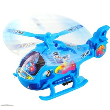Imagem de Helicóptero Musical Anda com Luzes e Sons e Bate e Volta Brinquedo Infantil Azul