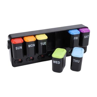 Imagem de Diydeg Organizador Semanal de Comprimidos, Caixa de Comprimidos de 7 Dias, Caixa Removível para Comprimidos de Viagem, Compartimento Organizador de Comprimidos de 7 Dias, Armazenamento (BLACK)