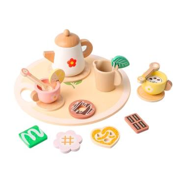 Imagem de Conjunto Chá Da Tarde Life Madeira Infantil Simulação Cozinha Faz De Conta Brinquedo Educativo Presente Meninos E Meninas 2 a 4 Anos