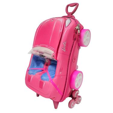 Imagem de Mochila Rodas Escolar Barbie Carro Conversível 3D Meninas
