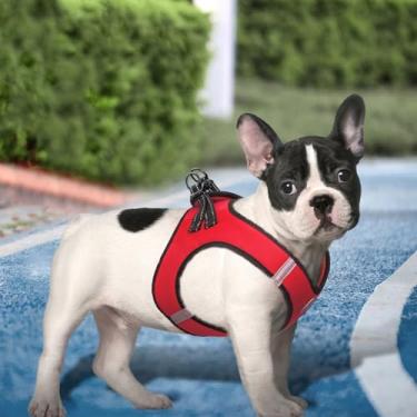 Imagem de Peitoral antipuxão para cães pequenos – colete de tecido Oxford durável com tiras refletivas, malha respirável, fácil de usar vermelho P (pescoço: 28 cm a 30 cm, peito: 35 cm a 38 cm)
