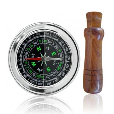 Imagem de Apito Marrecao Modelo 33 + Bússola Profissional 7,5 Portátil Camping Caça Trilha