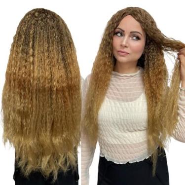 Imagem de Peruca Fibra Orgânica Premium Wig Cacheada 70cm - mhair, ombre mel cx