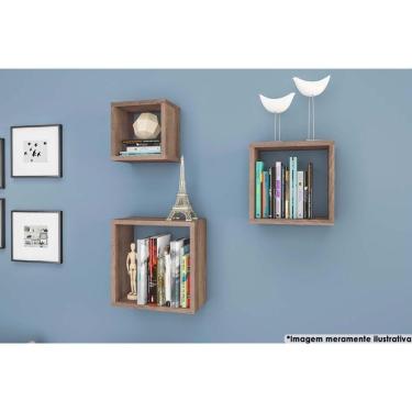 Imagem de Cubo Decorativo Sala Estar Nicho Triplo Am 3078 Rustico - Movelbento