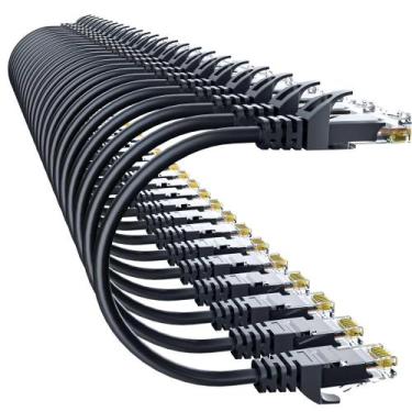 Imagem de Cabo Ethernet de 3 pés Cat 6 10 Gbps, pacote com 24 unidades, preto, 1