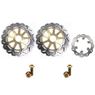 Imagem de Arashi Discos de freio dianteiros traseiros rotores com parafusos de montagem para Yamaha FZR 1000 EXUP 1990-1995, XJR1200 1995-1997, FZR1000 GENESIS 1987-1989, peças de acessórios de substituição de