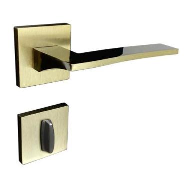 Imagem de Fechadura Safira Banheiro Roseta Quadrada Latonada Oxidado 55mm União 